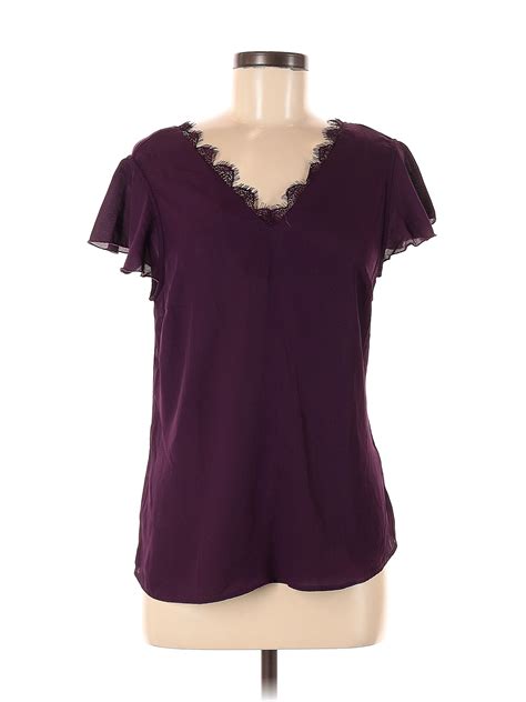 Fortune Ivy Polyester Purple Short Sleeve Blouse Size M