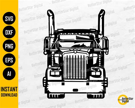 Front View Semi Truck Svg Trucker Svg Truck Driver Svg Etsy