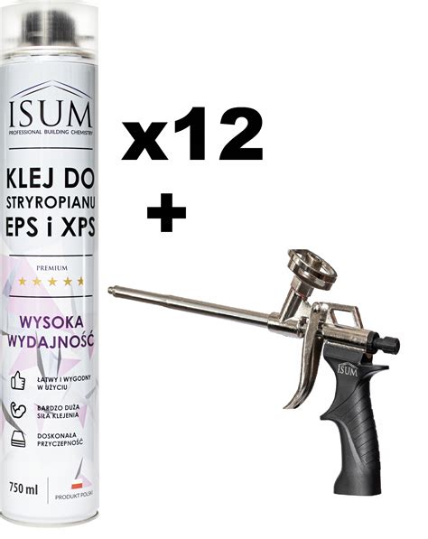 12x KLEJ Pianka DO STYROPIAN XPS Isum PISTOLET KLEJ PIANKA DO