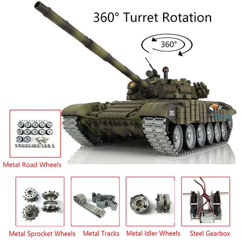 Customized Edition Henglong Radio Control T72 RC Battle Tank 1/16 RTR ...