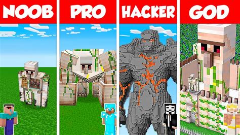 Minecraft Battle Noob Vs Pro Vs Hacker Vs God Inside Golem House Base