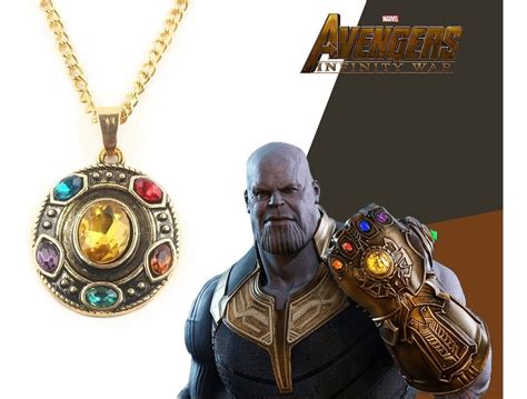 Colar Do Thanos Round 6 - Colar Thanos Joia Do Infinito Vingadores 3 Corrente Unissex ...