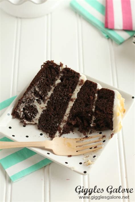 Naked Chocolate Cake With Salted Caramel Frosting Giggles Galore