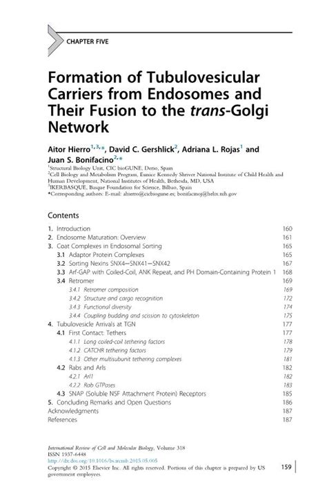 Formation Of Tubulovesicular Carriers From Endosomes And Their Fusion