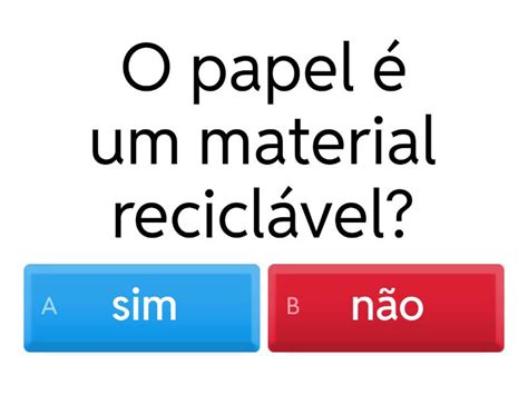 Reciclagem E Coleta De Lixo Seletivo Quiz