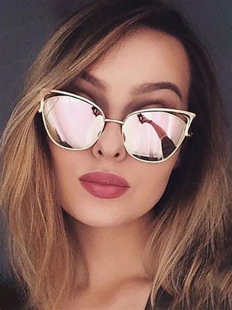 1pair Cat Eye Frame Reflactive Lens Sunglasses Glasses Fashion