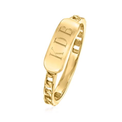 Kt Yellow Gold Personalized Curb Link Ring Ross Simons