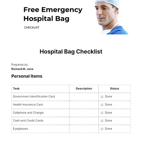 Emergency Hospital Bag Checklist - Edit Online & Download Example