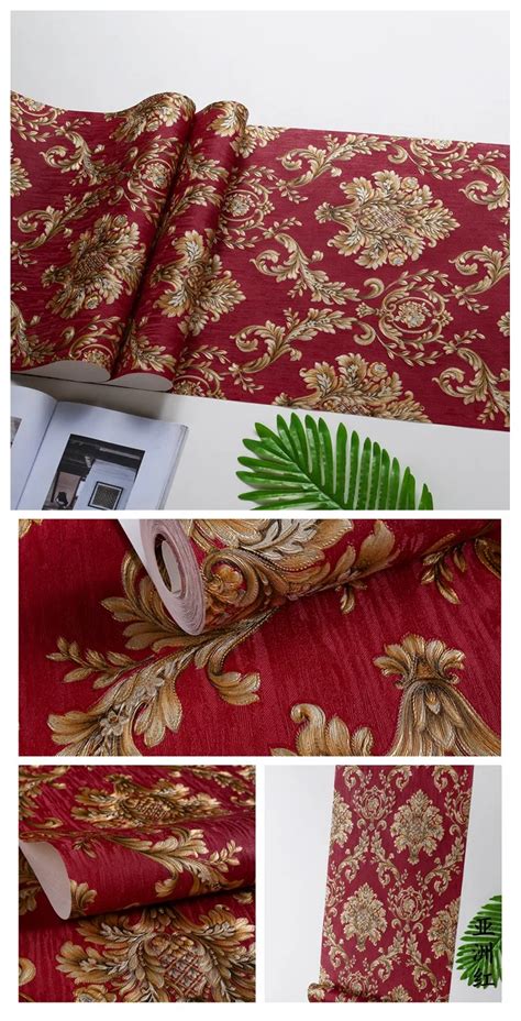 Generic Luxury Red Damask Wllpaper Retro 3D Stereo European Floral