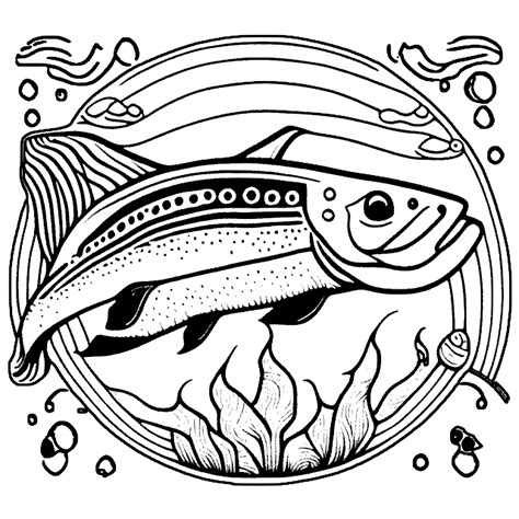 Cute Rainbow Trout Fish Coloring Page · Creative Fabrica