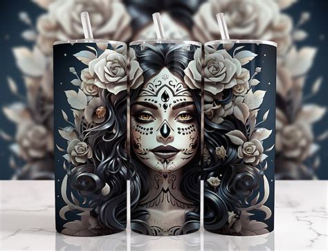 Latina Sublimation Day Of The Dead Png Oz Skinny Tumbler Sublimation