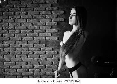 Portrait Sexy Nude Brunette Girl Black Stock Photo Shutterstock