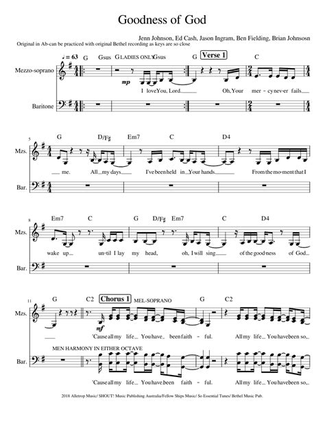 Goodnessofgod Sheet Music For Voice Download Free In Pdf Or Midi