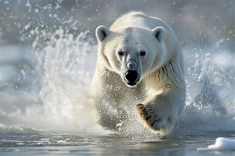 Premium Photo Polar Bear Running Through Snow