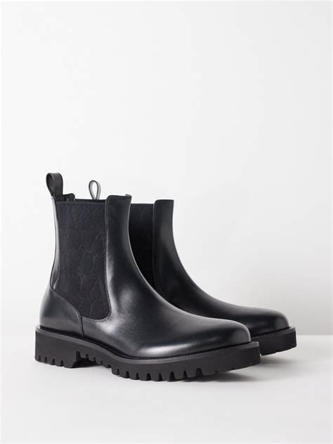 Black Beatle Leather Chelsea Boots Valentino Garavani Matches Uk