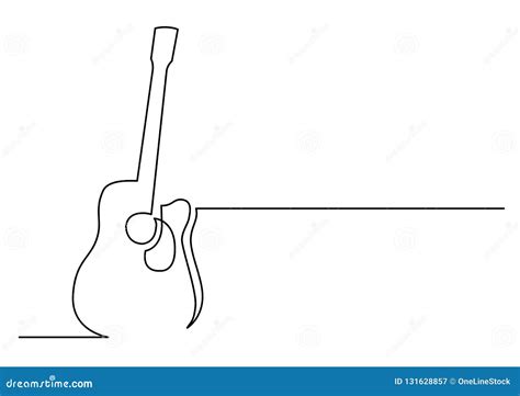 Continuous Line Drawing Of Acoustic Guitar Stock Vector Illustration