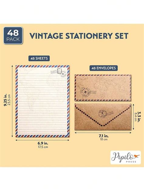 Pack Vintage Style Airmail Stationery Set Lined Paper Sheets