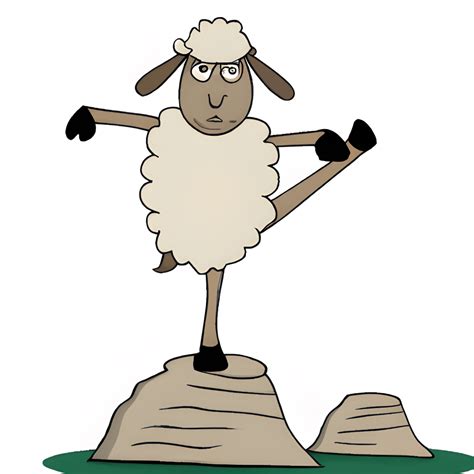 Sheep Standing On Two Legs On A Rock · Creative Fabrica