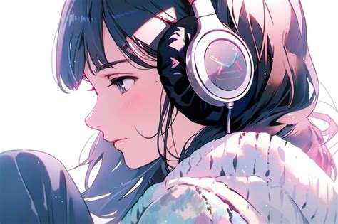 Premium Ai Image Beautiful Anime Girl Listening To Lofi Hip Hop Music