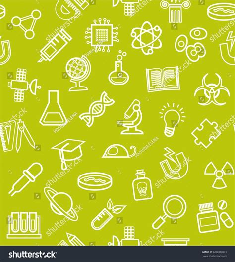 Science Green Background Contour Icons Monochrome Stock Vector (Royalty ...