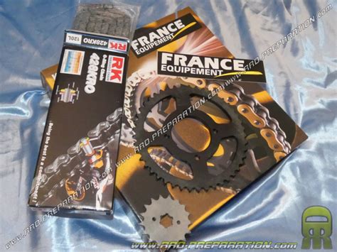 Kit chaine FRANCE EQUIPEMENT renforcé pour moto YAMAHA YBR 125 de 2005