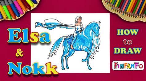 How To Draw Elsa With Nokk Horse From Disney Frozen 2 I Elsa And Water