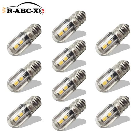 RUIANDSION 10 Pcs E10 4 3030SMD AC 220V 230V Warm White 3000K Yellow