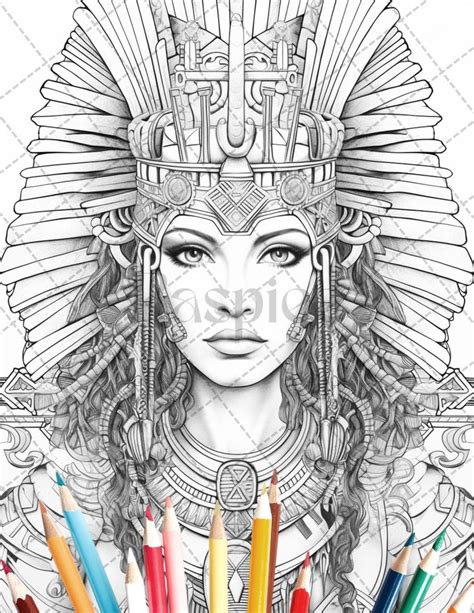 35 Ancient Egyptian Queens Coloring Book Printable For Adults Graysca