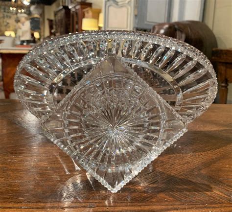 Midcentury French Cut Glass Crystal Decorative Bowl Centerpiece At 1stdibs