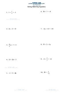 Worksheet: Equations - Solve Multi-Step Equations with Fractions ...