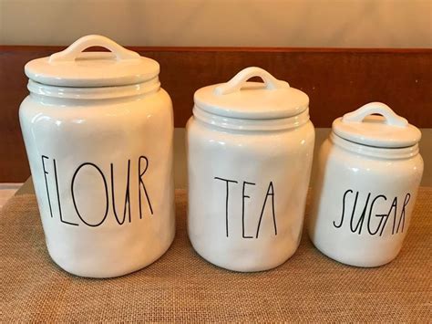 Rae Dunn Ceramic Canisters Flour Tea Sugar Set Of Kitchen