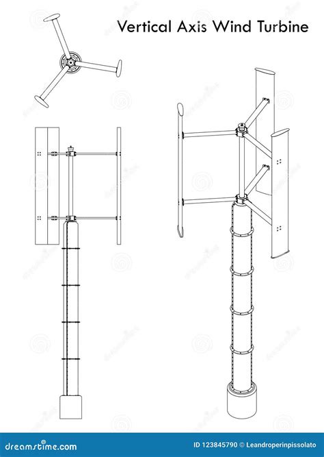 Vertical Axis Wind Turbine Drawings Vector Illustration Cartoondealer