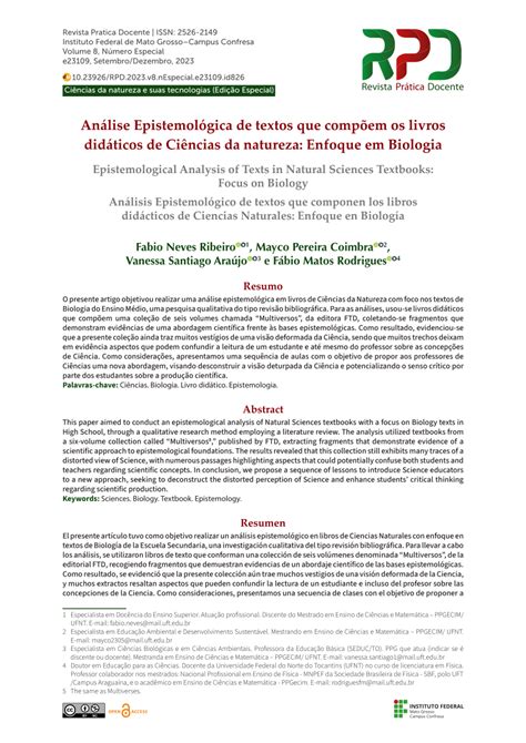 PDF Análise Epistemológica de textos que compõem os livros didáticos