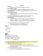 Econ Chapter Notes Pdf Elasticity Elasticity Responsiveness Of The