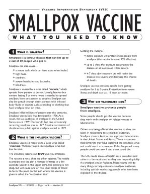 Fillable Online Bt Cdc Smallpox Vaccine Information Statement Vis