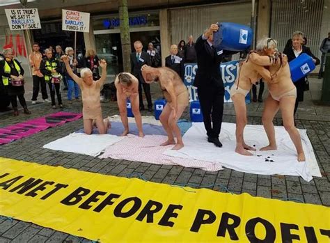 Exeter Activists Strip Naked In Fossil Fuel Protest Outside Barclays Bank Devon Live