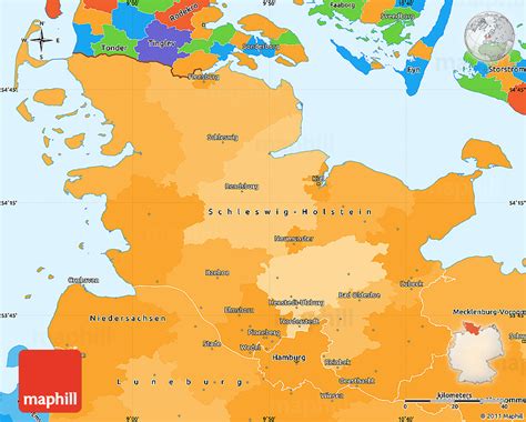 Political Simple Map of Schleswig-Holstein