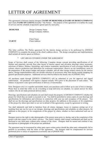 Letter Of Agreement 22 Examples Format Pdf