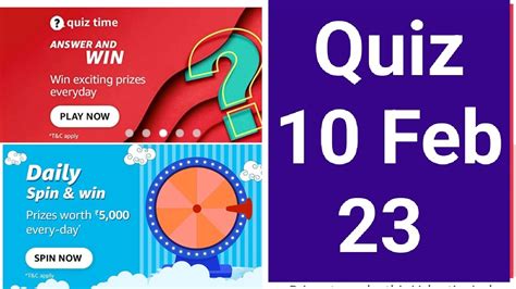 Daily Amazon Quiz Time Daily Spin And Win Quiz 10 February 23 YouTube