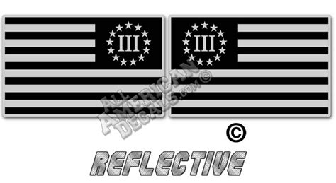 3 Percenter Flag Set Forward And Reverse Facing Reflective Decal Black