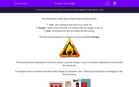 Fire Triangle Worksheet - EdPlace