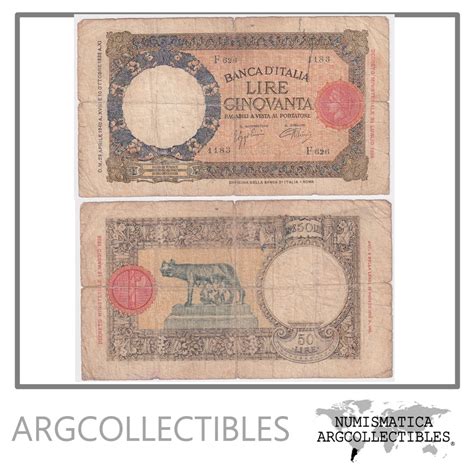 Italia Billete Liras P B F Escrito Argcollectibles