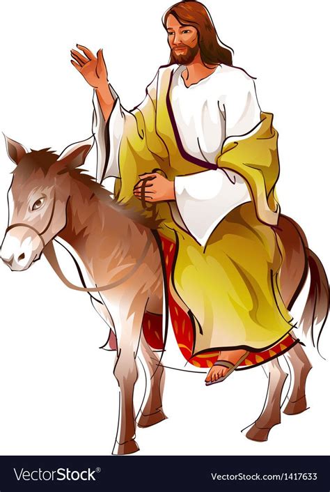 Side View Of Jesus Christ Sitting On Donkey Vector Image On VectorStock