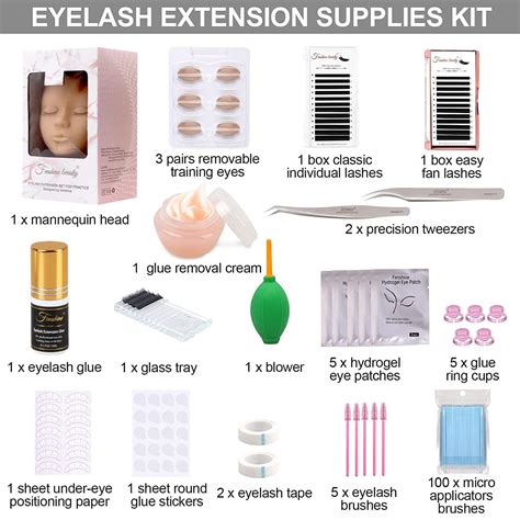 Eyelash Extension Kit With Silicone Mannequin Head 131 Piece Set For