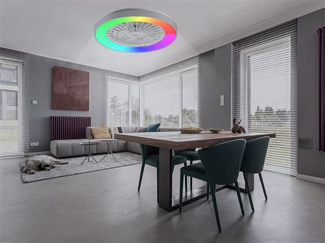 Plafonnier Led Rvb Cct Et Ventilateur Connect Vt Led Avec