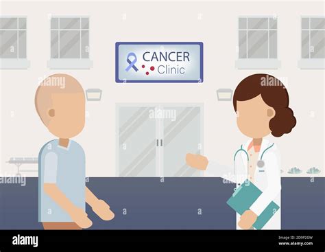 Cancer Clinic With Doctor And Patient Flat Design Vector Illustration