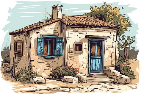 Vector Art Illustration Village House Graphic By Saydurf Creative Fabrica