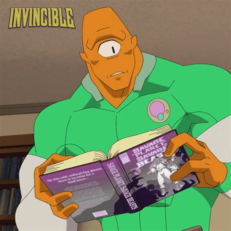 Reading Allen The Alien GIF - Reading Allen the alien Invincible ...