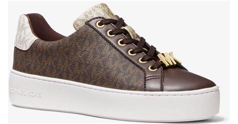 Michael Kors Poppy Color Block Logo Sneaker In Brown Lyst Canada