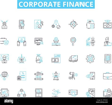 Corporate Finance Linear Icons Set Liquidity Valuation Leverage